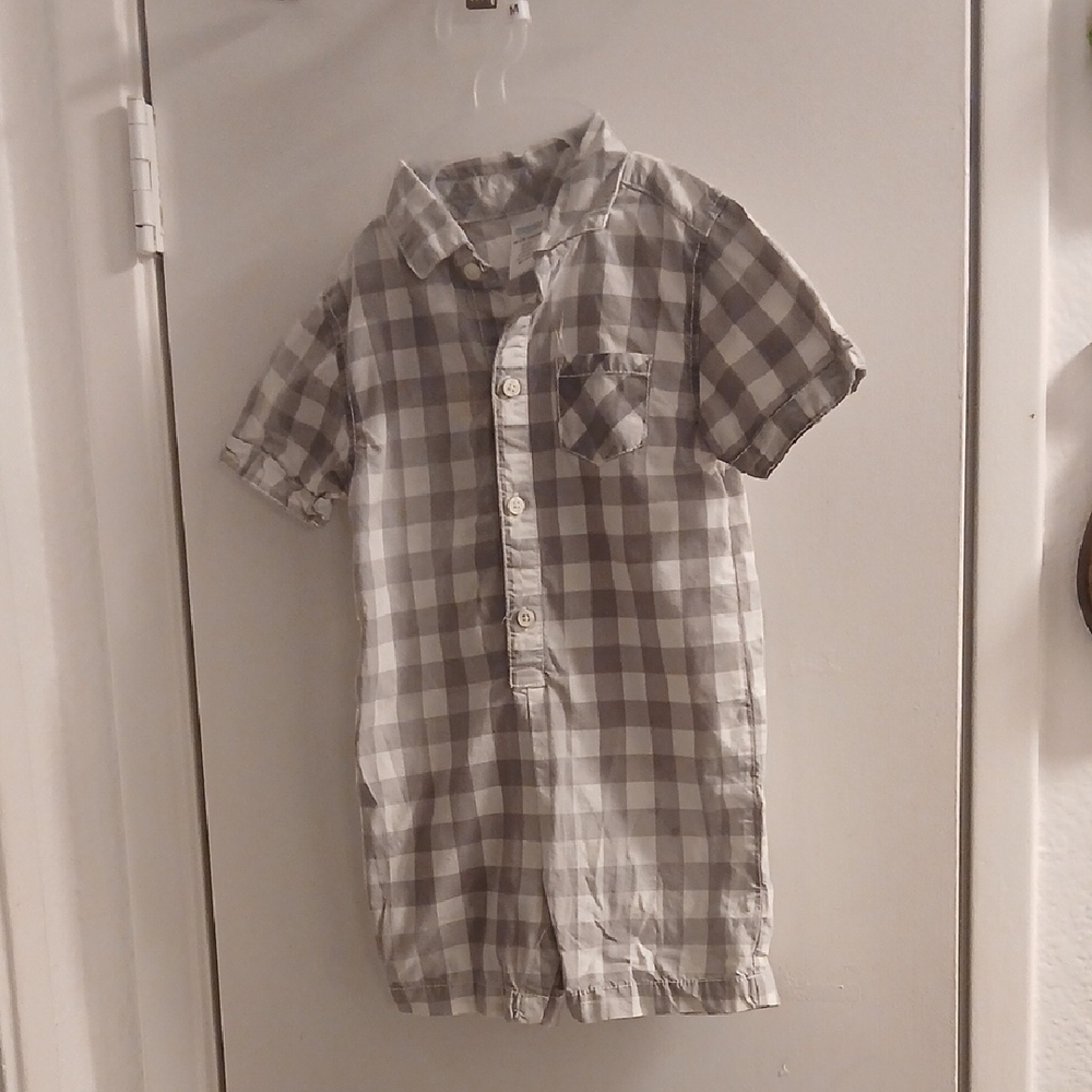 Gymboree Gray / White Checkered  Rompers Children's Boys  18 - 24 Months